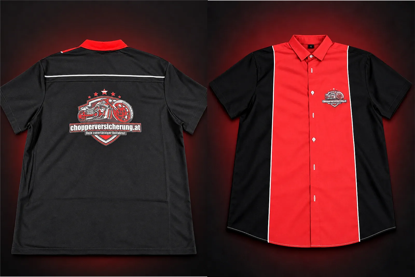 Bedrucktes schwarzes T-Shirt mit Firmenlogo – Textildruck Stickerandmore