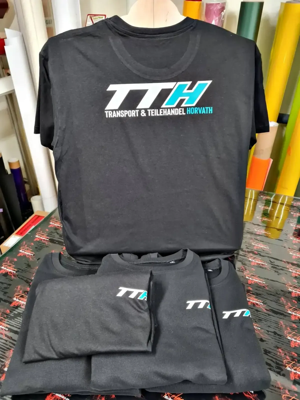 Bedrucktes Arbeits-T-Shirt mit Logo auf Vorder- und Rückseite